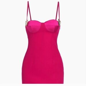 Area crystal heart wool minidress